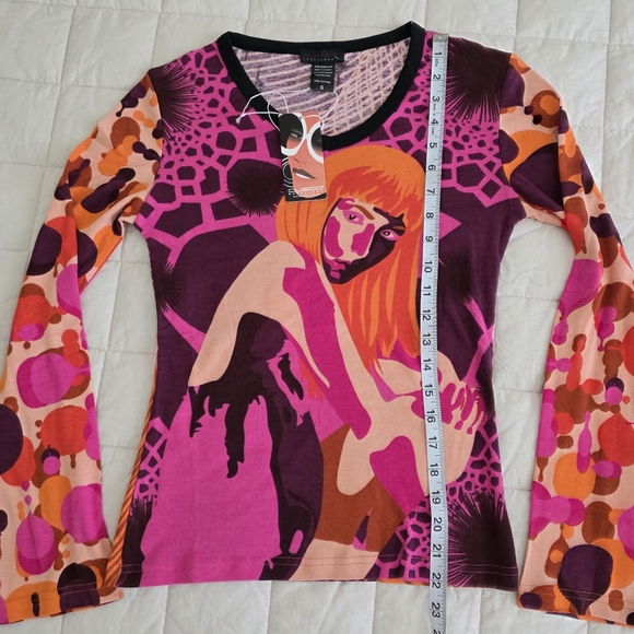 NWT Vintage Deadstock Custo Barcelona/Hayes Graphic Long Bell Sleeve T-shirt - Picture 3 of 6